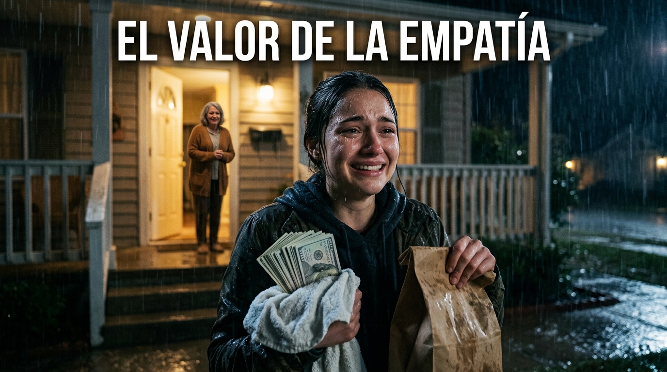 Más que una propina: El conmovedor gesto de empatía con una repartidora empapada que se volvió viral.